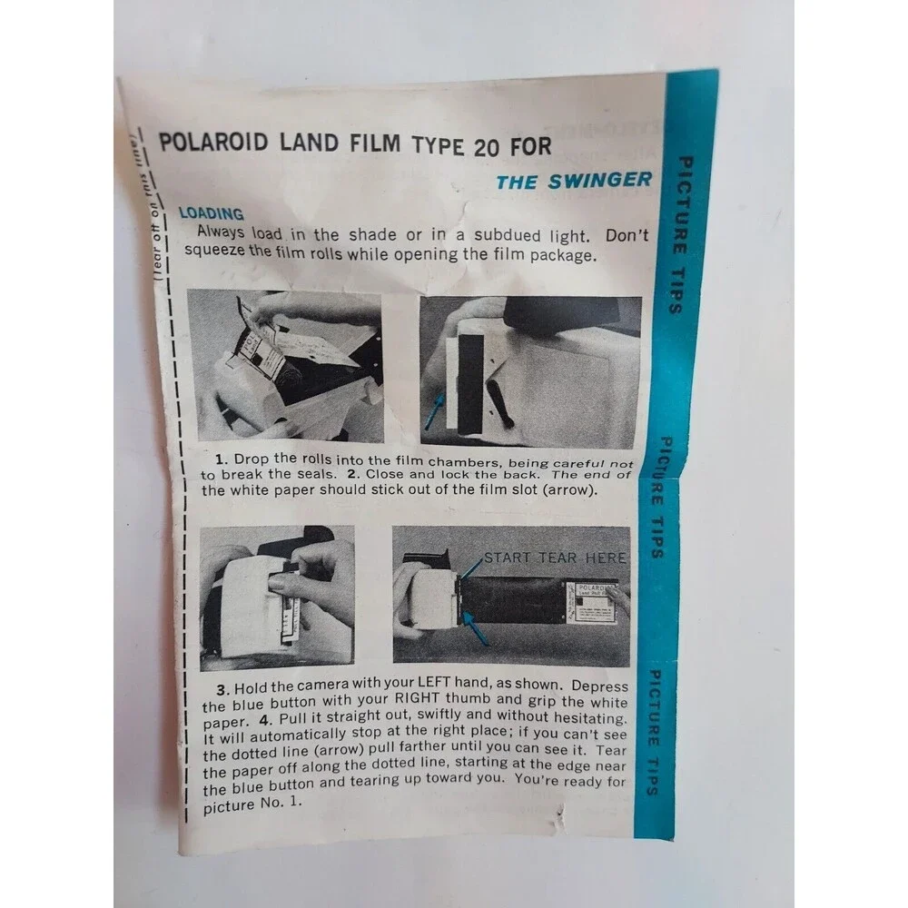 Vintage 1967 Polaroid Land Camera Model 20 The Swinger - Original Box & Manual